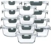 24-Piece Glass Food Storage Containers Set - Airtight, Microwave & Oven Safe