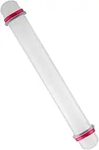 RIZGHWOY Plastic Rolling Pin with Adjustable Thickness Rings, Non Stick Dough Roller 9in Fondant Cake Cookie Dough Roller Baking Tool for Baking Fondant Pizza Pie Pastry Pasta Cookies