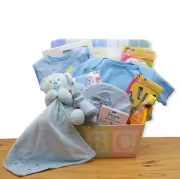 Easy as ABC New Baby Gift Basket - Blue - Perfect Gift for a Baby Shower