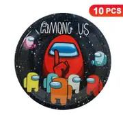 Among Us Theme 7 inch 17cm Plates 10PK - Kids Birthday Party Tableware