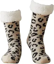 [Little Ant] Cosy Cable Knit Slipper Socks, Sherpa Lined, Non-Slip Grippers