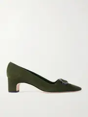 [Manolo Blahnik] Manolo Blahnik - Fenix 50 Buckled Suede Pumps - Dark green - IT36.5 IT 36.5 Green