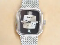 在飛比找Yahoo!奇摩拍賣優惠-《寶萊精品》RADO 雷達銀藍白方型自動女子錶