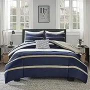 Comfort Spaces Casual Comforter Set Sporty Design, Vibrant Color, Active Lifestyle Boys Bedroom Décor, All Season Soft Microfiber Bedding Set, Decorative Pillow, Sham Blue/White Queen 4 Piece