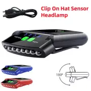 6LED Rechargeable Cap-Clip on Head Lamp Headlight Hat Sensor Torch Light Camping