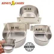 Kings Cages Stainless Steel "D" Cups 8-10-20 Ounce Treat-Seed-Water Feeders