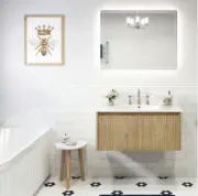 750-1500mm Alina Scandi Oak Wall-Hung Cabinet Only & Ceramic / Stone Top