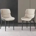 Dark Grey Italian Minimal List Dining Chairs PU Retro Chair Cafe Kitchen Modern