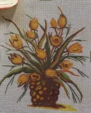 Vtg Unique Tulips Needlepoint Canvas from I. M. C. Management, 11" x 14"