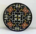 18" Black Marble Coffee Table Top Office Side Table Inlay Work Home Decors