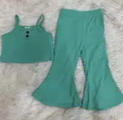 green cami flare pants set 9-12m