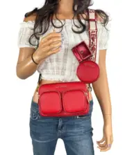 MICHAEL KORS JET SET ITEM MEDIUM CROSSBODY BAG WITH TECH ATTACHED BRIGHT RED