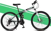 Mountain Bike, 26"Mechanical Disc Brake Front and Rear High Carbon Steel Frame, 24 Speed ​​Bike, All-Purpose Unisex Bike with Non Slip Tire,Green