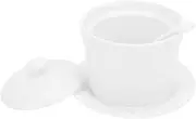 Luxshiny 1 Set Stew Pot French Onion Dip Soup Bowl with Spoon Ceramic Stew Bowl Soup Stewing Bowl Soup Bowls Ramen Pot Containers with Lids Stone Bowl Kitchen Ceramics Steam White Crock