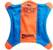 Chuckit Flying Squirrel Fetch Dog Toy, Size Medium (9.5" Diameter), Orange & Blue, for Medium Dog Breeds
