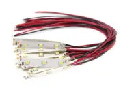 10pcs Pre-wired White 3-LEDs Light Strip Self-adhesive Flexible 12V SMD 3528 LED