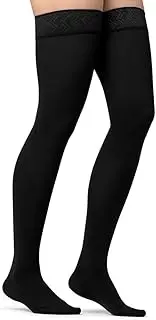 JOBST Maternity Opaque Compression Stockings, 15-20 mmHg, Thigh High, Closed Toe, Black, Small