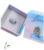 Taylor Swift Lover Heart Ring Blue Crystals Sterling Silver Jewelry