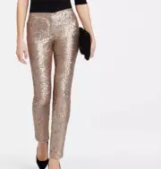 Ann Taylor Pants Womans Size 4 Gold Sequin Ankle Pants Holiday Party New Tags