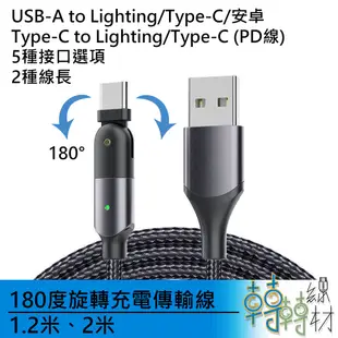 180度旋轉充電傳輸線//iPhone android lighting Type-C Micro-B PD60W
