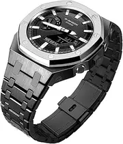 [Weikon] For Casio GM-2100 Mod Kit - Stainless Steel Case & Bracelet, for G-Shock GM2100/2110, Gen 5 Metal Cover Upgrade with Tool-Free Installation