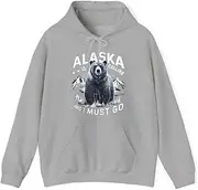 [X.Style] Alaska is Calling and I Must Go, Alaskan Bear and Nature ds009 Hoodie Grey 3XL