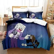 v948 Bed Sheets Printed Cartoon Cuphead Show Bedding Set,Girls Boys Adult Single Twin Queen Size,Duvet Cover Pillowcase Bedding 3-Piece Bedding Set (1