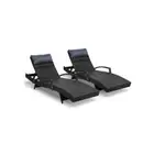 2Pcs Sun Lounge Outdoor Furniture Wicker Rattan Day Bed Garden Patio