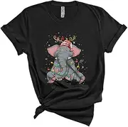 [Generic] Cute Elephant Reindeer Gnome, Joyful Christmas Elephant Animal Lover, X-mas Pajama Family Group Unisex T-Shirt