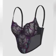 NWT Black purple metallic romatic corded lace bustier Medium
