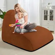 [Homguava] Bean Bag Chair Memory Foam Pre-Filled Bean Bag Sofa Stuffed Bean Bag Couch BeanBag Lazy Sofa Chair for Adults for Gaming, Reading & Relaxing (Faux Fur, Brown)