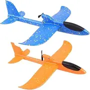 NAMOARLY 2pcs USB Rechargeable Airplane Electric Driven Glider for Random Color Lightweight Impact Resistant for Parties and Outdoor Fun Random Color
