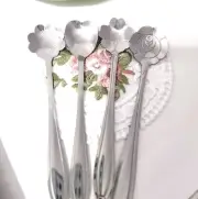 Victorian Trading 4 Hearts & Flowers Silver Iced Teaspoon Long Handle 41B