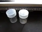 2 Whitman Sacagawea Small Dollar Round Plastic Coin Storage Tubes Screw On Caps