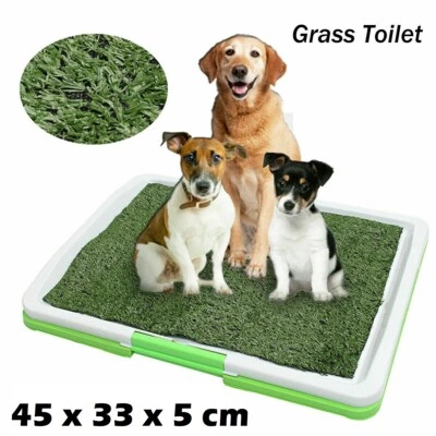Indoor Dog Pet Potty Training Toilet Portable Loo Clean Pad Tray - 1 Grass Mat