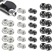Snap Buttons,120 Sets Clothes Hidden Button, Sew-on Snap Buttons Metal Snaps Fasteners Press Studs Buttons for Clothes Sewing Craft, 8.5 mm and 10 mm（Black and Silver）