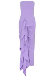 Solace London Thalia Strapless Ruffled Maxi Dress - Lilac - 6 (UK6 / XS) 6 (UK6 / XS)
