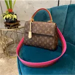 二手精品全新真品 LV 老花 CLUNY BB 玫瑰 /暗紅 雙色 背帶 手提 肩背 兩用包 M42738