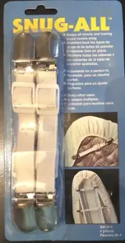 4 Piece Bed Sheet Grippers Set - Sheet Holders Metal Clasp Straps Clips