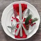 6pcs/pack Metal Christmas Napkin Buckles Diamond-encrusted Towel Ring Home