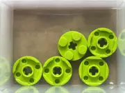 LEGO Parts - Lime Plate, Round 2 x 2 with Axle Hole - No 4032 - QTY 5