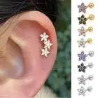 Rhinestone Flower Ear Cartilage Helix Tragus Stud Ring Bar Piercing Earring <