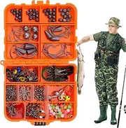 Fishing Tackle Kit, Bass Fishing Kit, Hooks, Weights Sinkers, Swivels, Beads, Gear and Equipment for Crappie, Bass, Trout, Bluegill