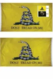 Yellow Gadsden Dont Tread on Me Flag with pin Double Sided Polyester 3 x 5 Foot