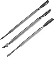 AUTSUPPL Ergonomic Nail Tools 3 Pack Cuticle Pusher Nail Polish Remover and Exfoliating Stick Stainless Steel