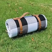 CHONYI Picnic Blankets, 80 * 80in Extra Large Waterproof Sandproof Foldable Compact Beach Blanket,Outdoor Mat for Spring Summer Camping, Park, Travel Grass (Black)