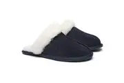 AUSTRALIAN SHEPHERD UGG Slippers Premium Sheepskin Wool Scuff Rosa Navy Blue