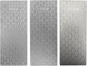 3 Pieces Diamond Plates for Sharpening, 600# 1200# and 2500# Fine Grain Diamond Sharpener for Various Kitchen Scissors, Knives and Outdoor Tools