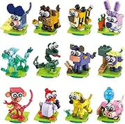 12 Pack Easter Animals Building Blocks Toys Egg Fillers Mini Building Bricks Set Easter Party Favor Basket Stuffers for Kids Adults Eggs Hunt Supplies Holiday Classroom Prize Gifts