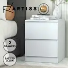 Artiss Bedside Table 2 Drawers Side Table Storage Cabinet Nightstand White PEPE